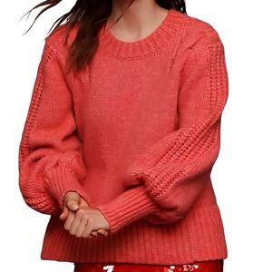 Anthropologie‎ Maeve Small Pullover Ballon-Sleeve Crew Neck Wool NWT MSRP $198